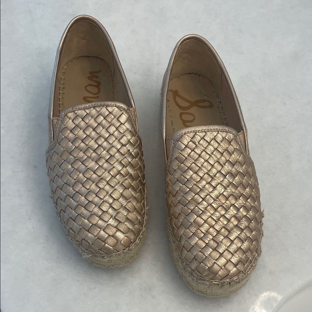 Sam Edelman Metallic Woven Espadrille Slip-On - Rose Gold - Picture 2 of 5